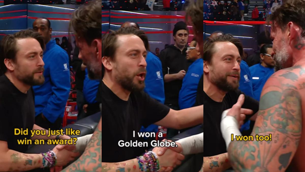 Kieran Culkin meets CM Punk at WWE Raw after Golden Globes win; video goes viral